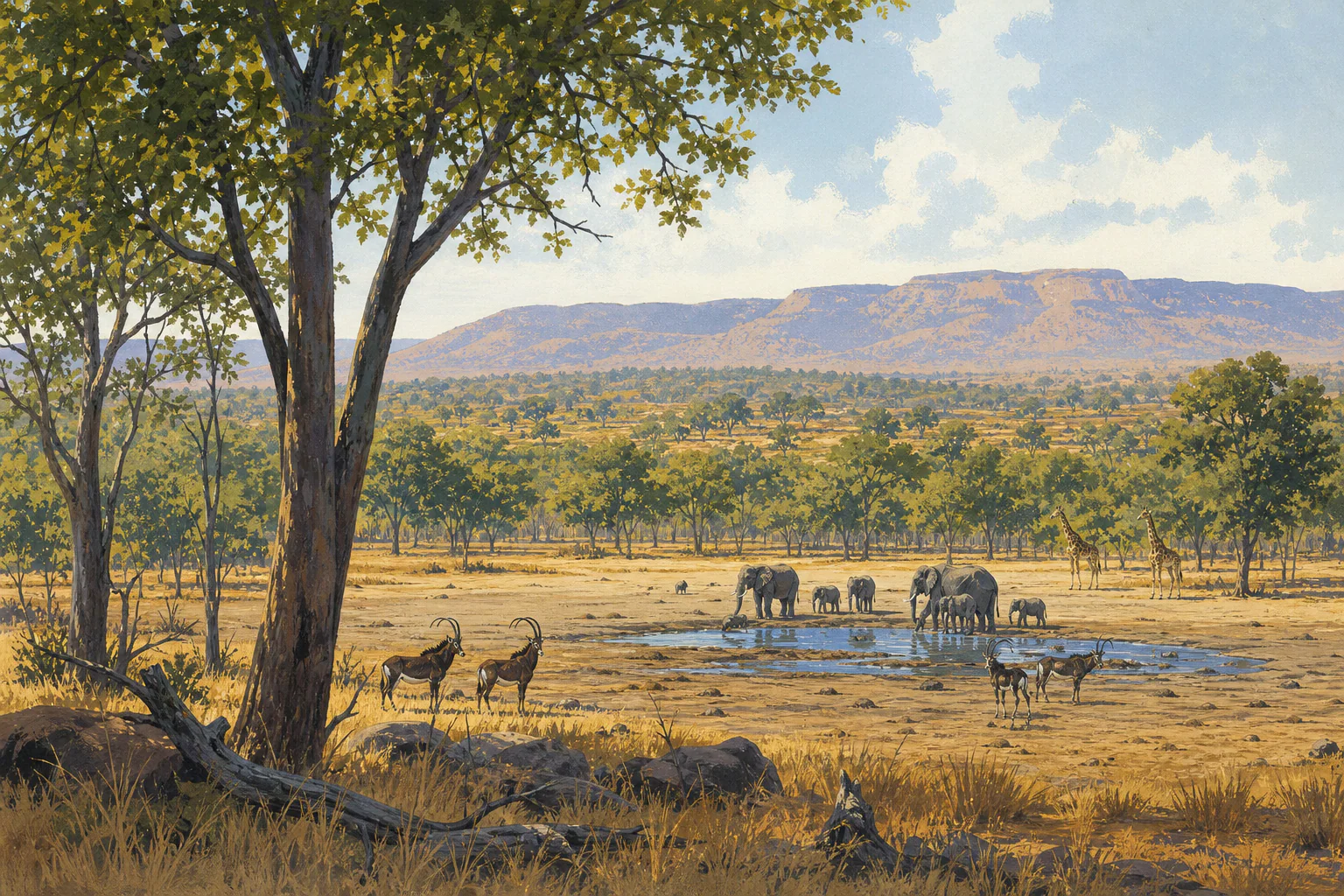 Zimbabwean woodland and wildlife pan