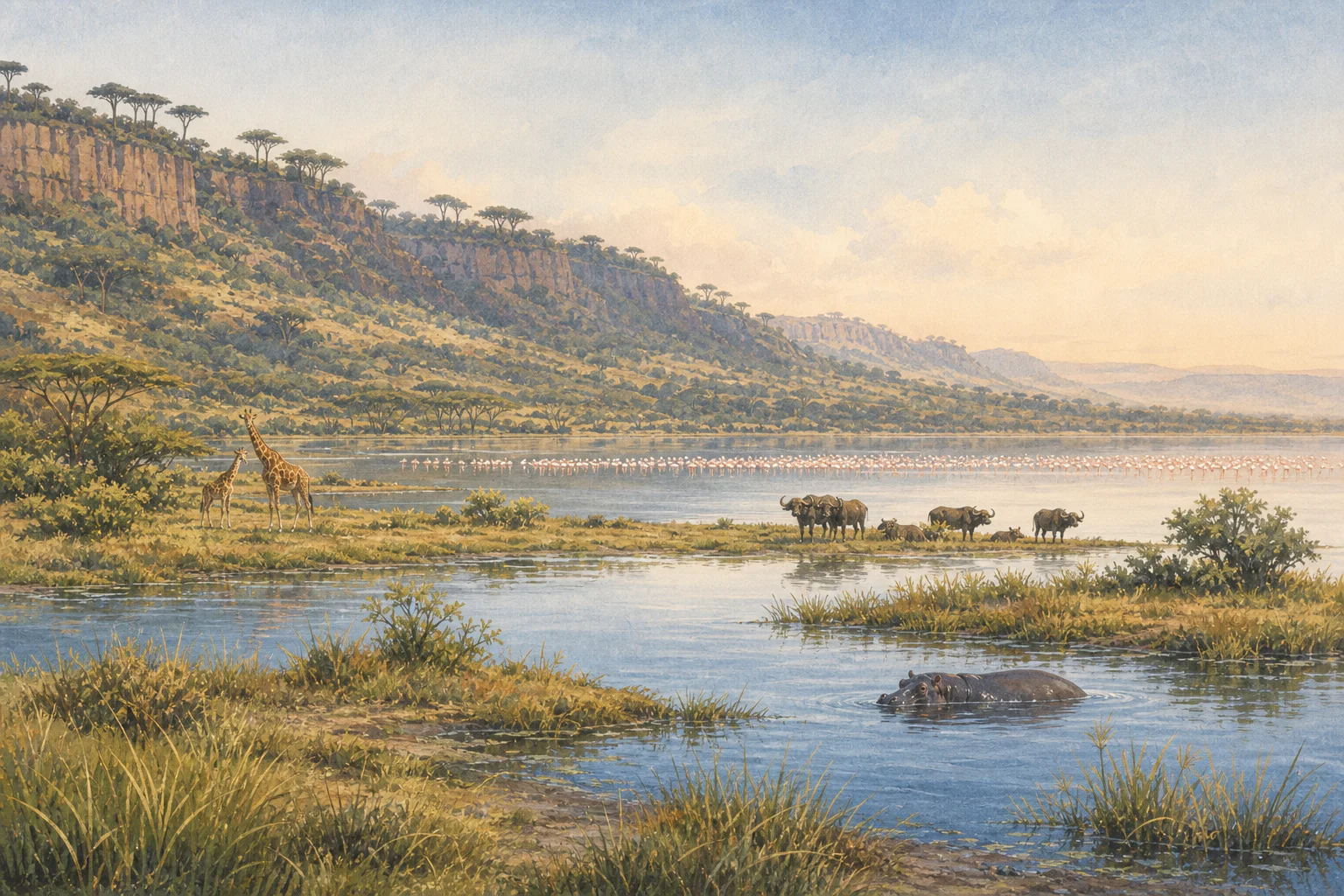 Lake Nakuru National Park landscape in kenya