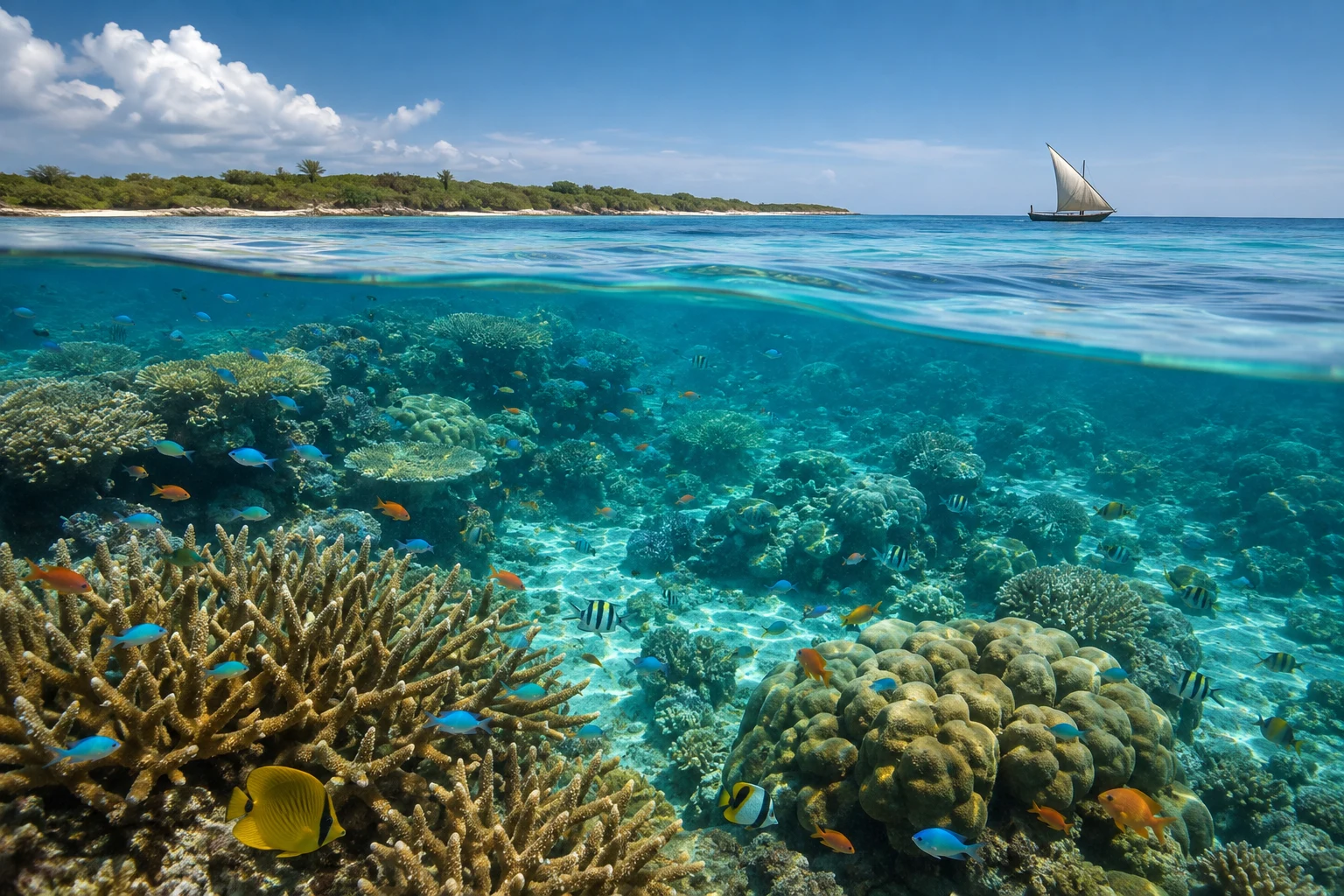 Mombasa Marine National Park landscape in Kenya