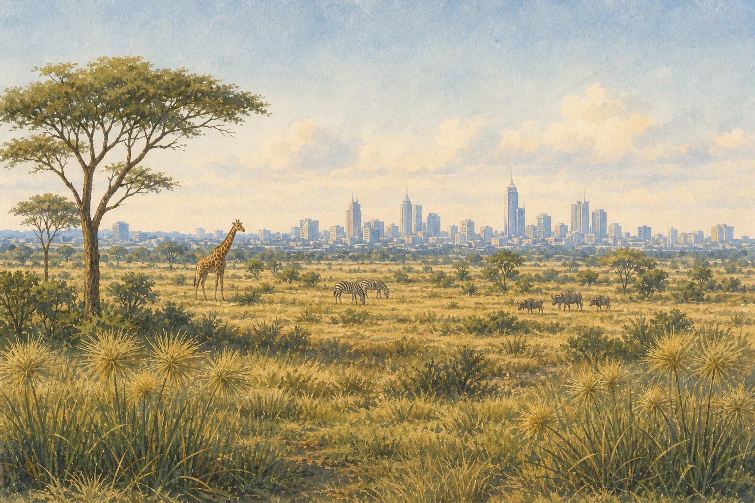 Nairobi National Park landscape in kenya