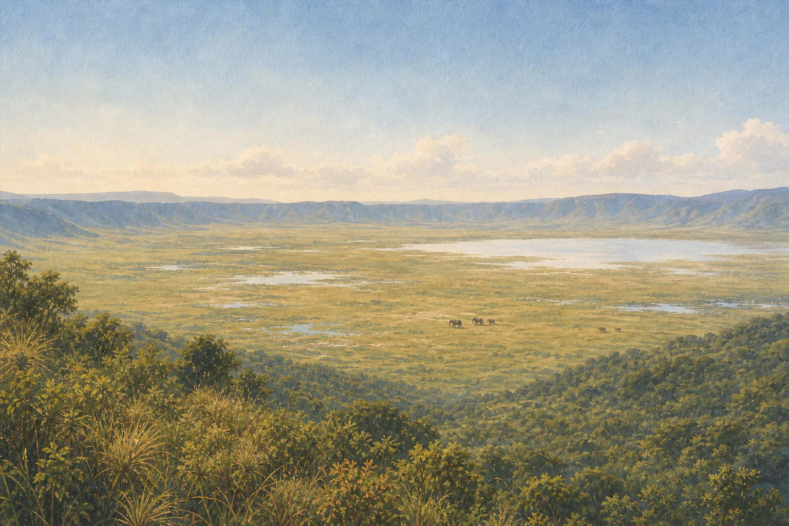 Ngorongoro Crater landscape in tanzania