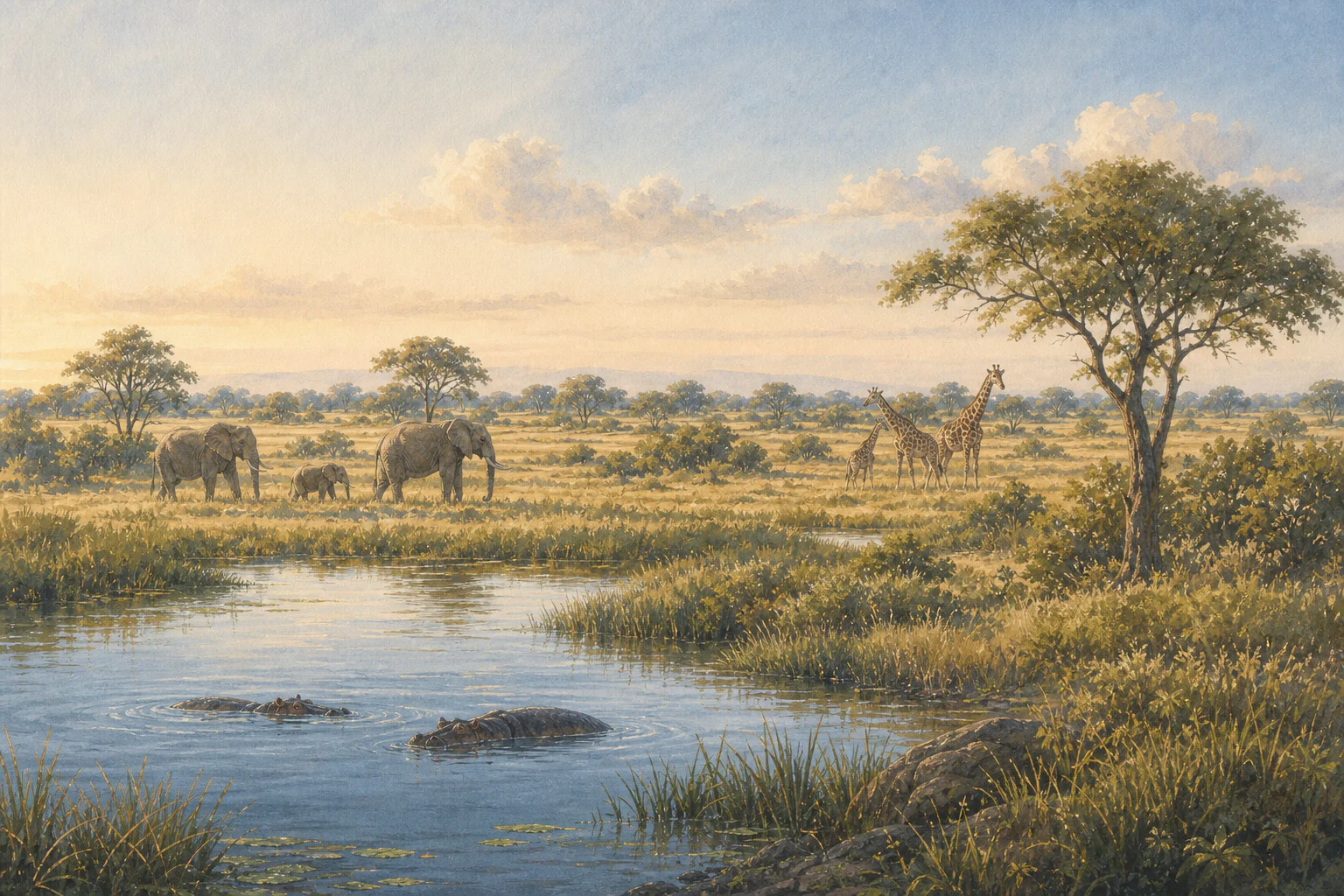 Nyerere (Selous) National Park landscape in tanzania