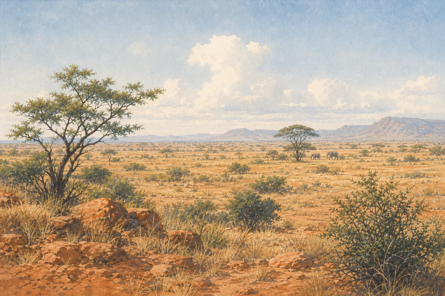Tsavo East National Park landscape in kenya
