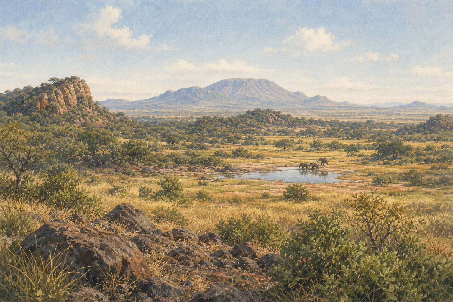 Tsavo West National Park landscape in kenya